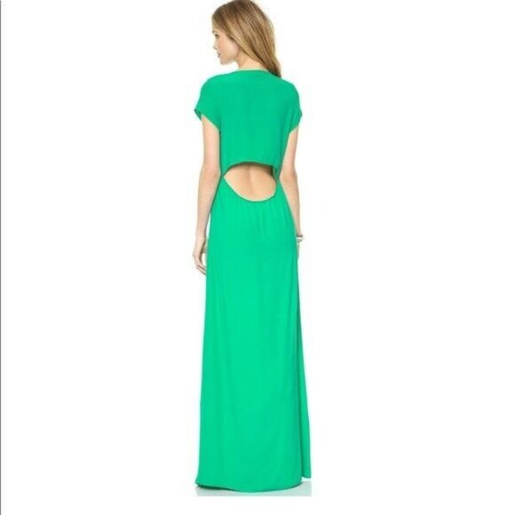 Flynn Skye Sz. S Eterie Maxi Dress Emerald Button Up Long Cut Out Back - Picture 2 of 8